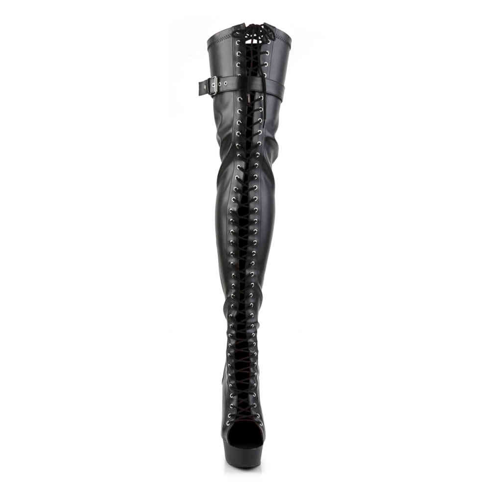 Pleaser - DELIGHT-3025 Plattform Overknee Stiefel - Schwarz